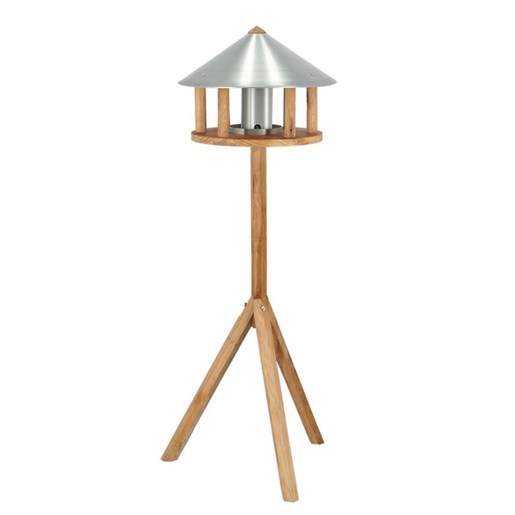 ESSCHERT Design ESSchert Design House de alimentación de aves con silo y alrededor del techo de zinc