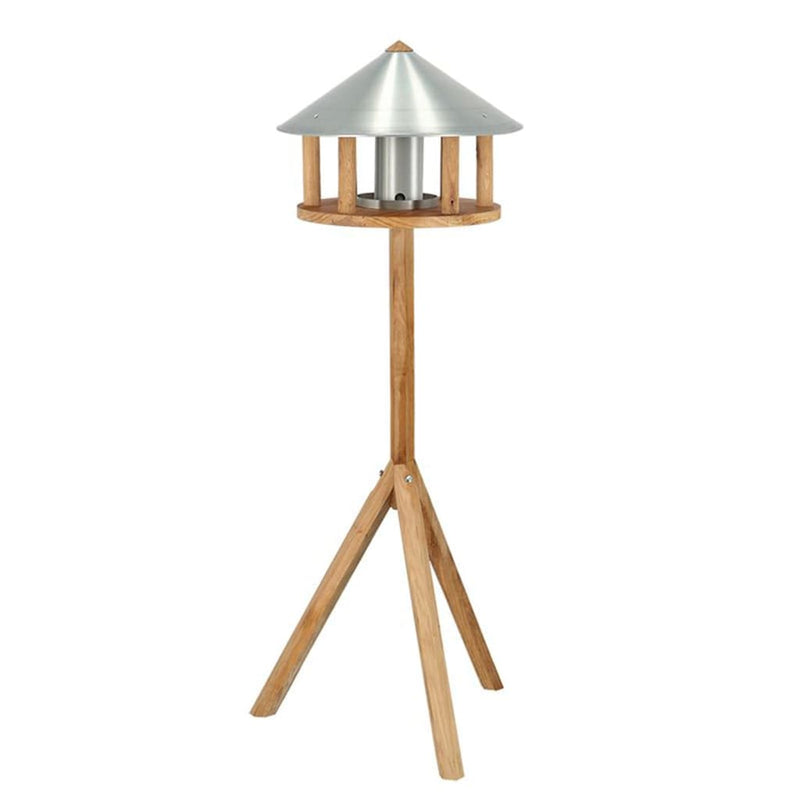 ESSCHERT Design ESSchert Design House de alimentación de aves con silo y alrededor del techo de zinc