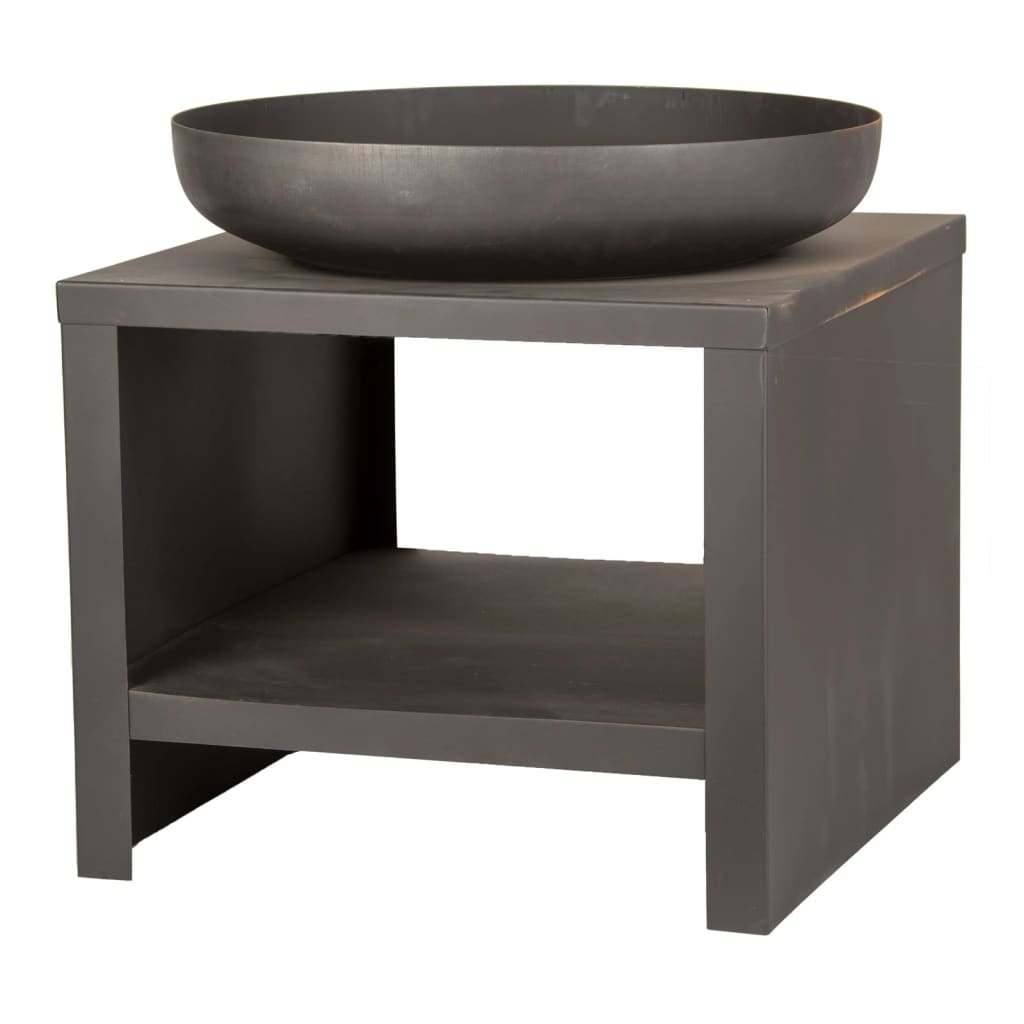 ESSCHERT Design ESSCHERT Design Fire Bowl con almacenamiento de madera de 62 cm Negro