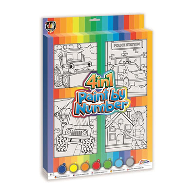 Pintura creativa del grupo de manualidades en los vehículos del número 4in1