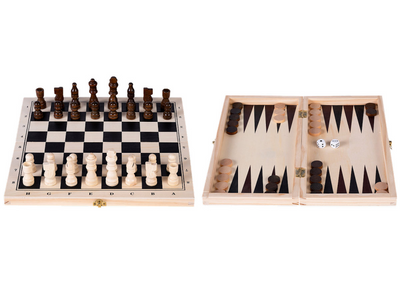 Cassetta in legno di scacchi e backgammon a lungo termine 30x16x4 cm