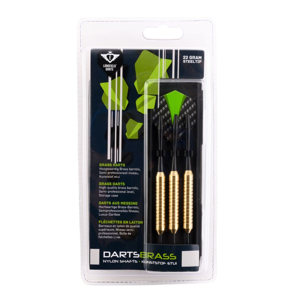 Longfield Darts Steeltip Dartspijl Conjunto de 22 gramos de oro de oro 3 piezas