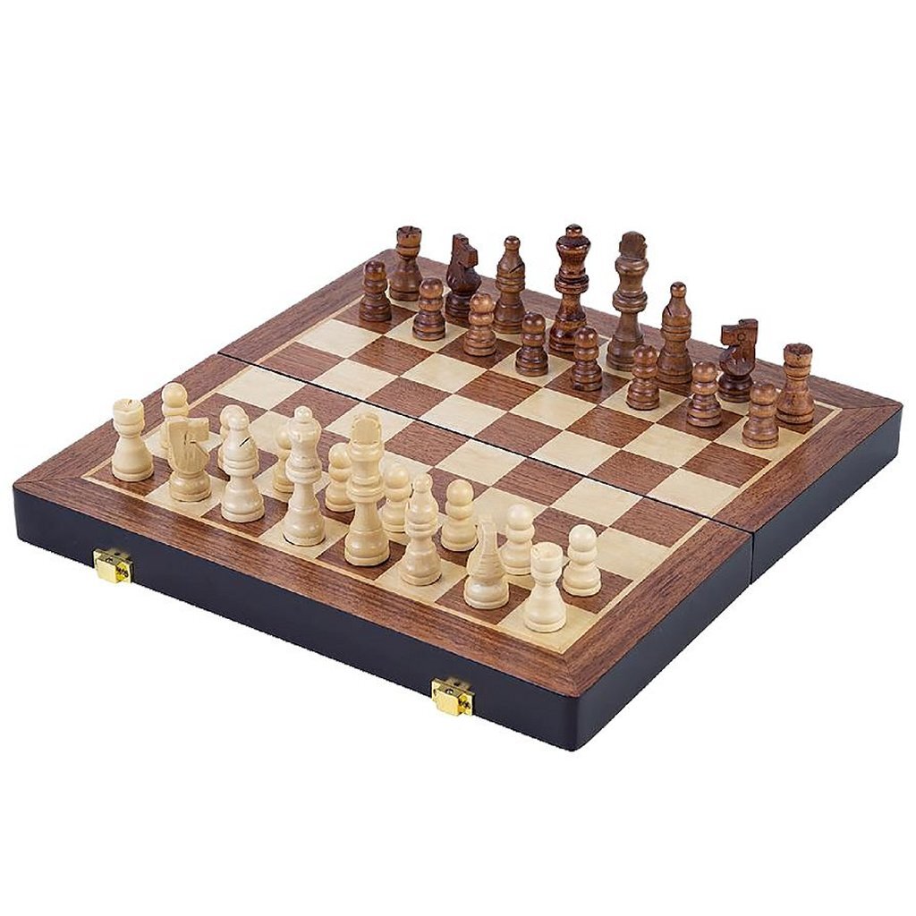 Juego de ajedrez plegable de madera básico 38.5x38.5x5.8 cm