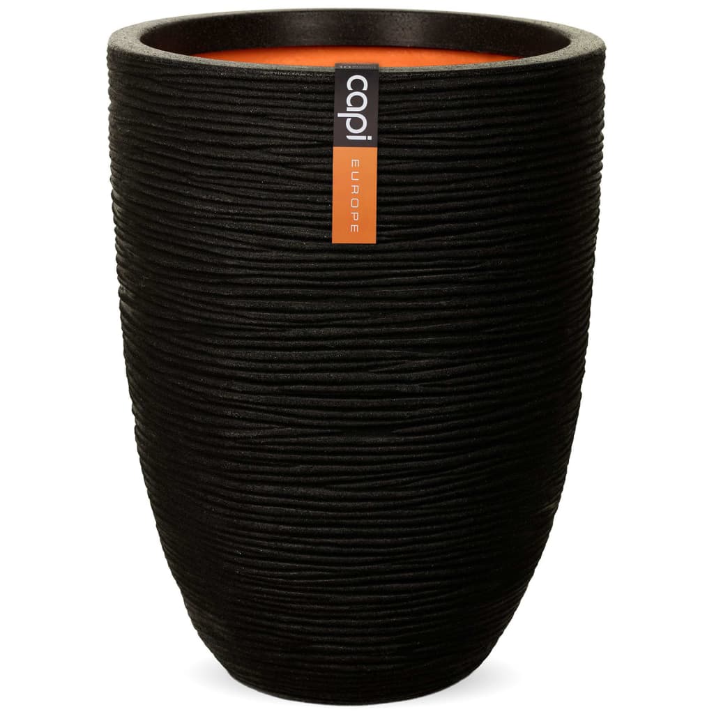Capi Capi Flowerpot Nature Rib Elegant Low 36x47 CM Black KBLR782