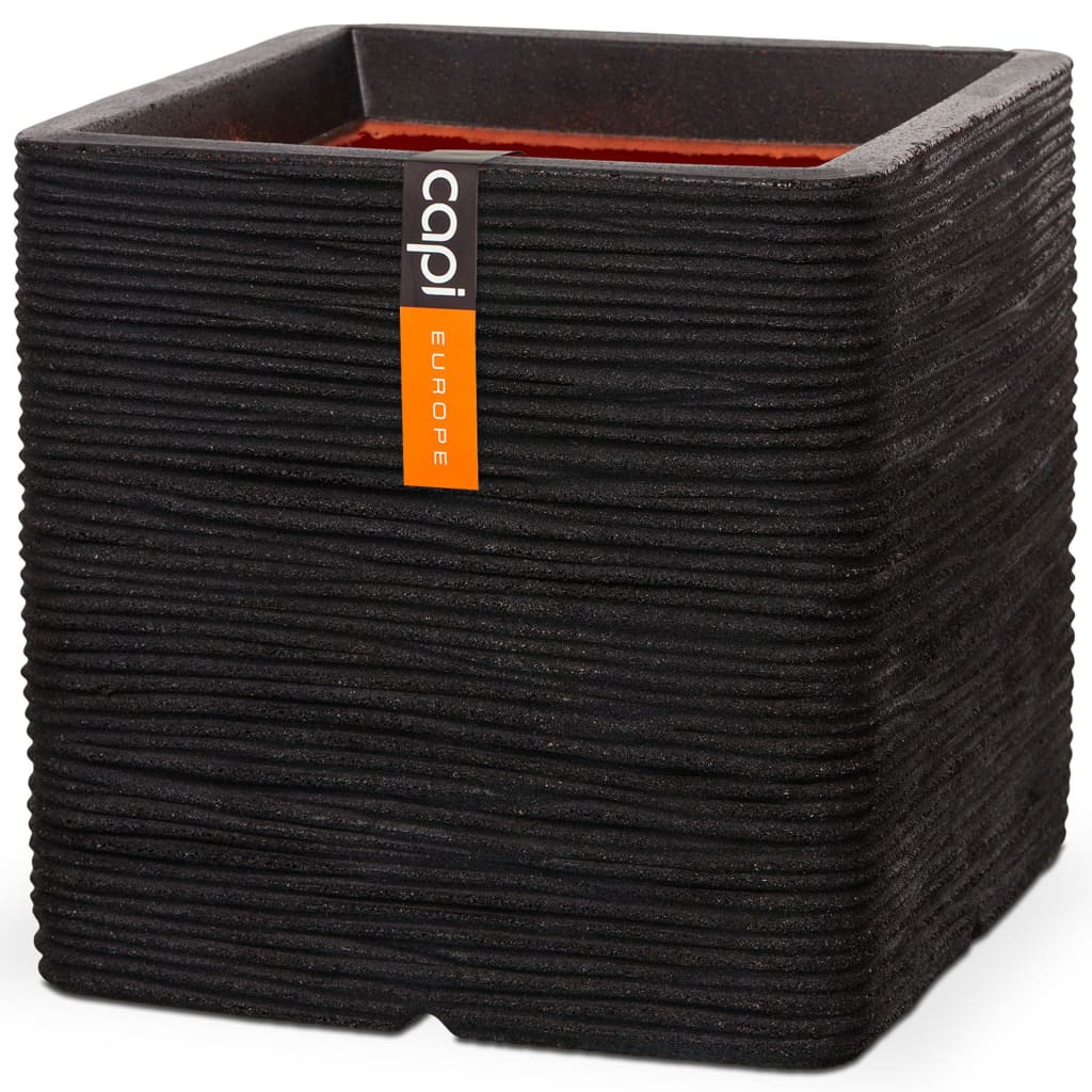 Capi Capi jardinera natural costilla cuadrada 40x40 cm negro KBLR903