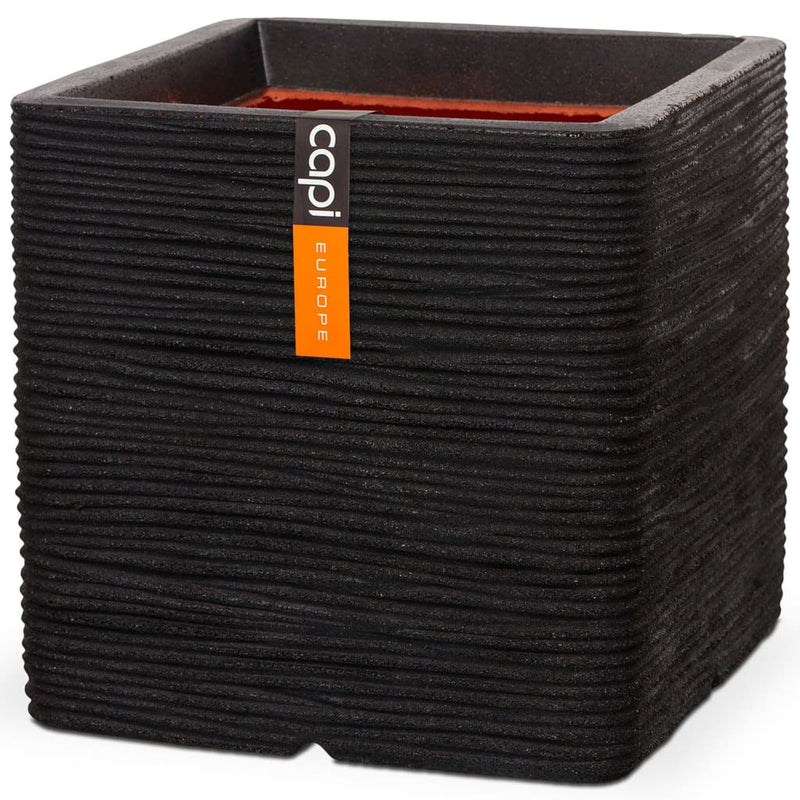 Capi Capi jardinera natural costilla cuadrada 40x40 cm negro KBLR903