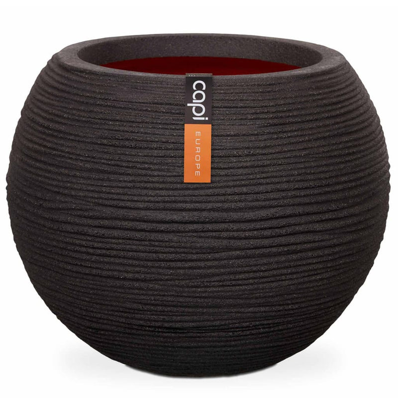 Capi Capi Flowerpot Nature Rib Spherical 40x32 CM Black KBLR270