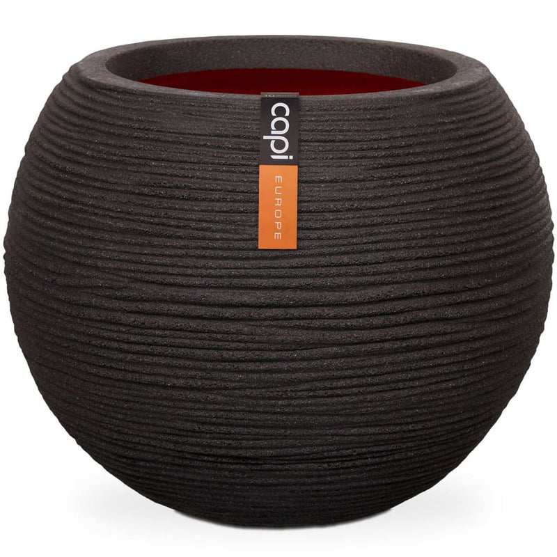 Capi capi maceta natural costilla esférica 62x48 cm negro KBLR271