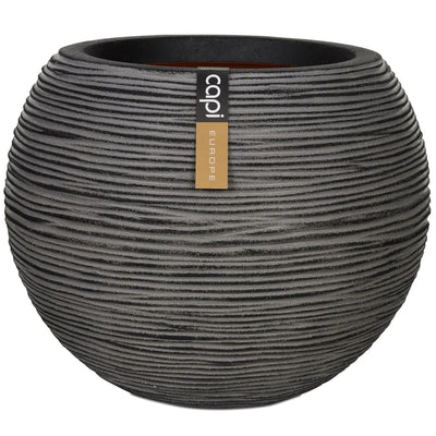Capi Capi Flowerpot Nature Rib sferico 62x48 cm antracite kofz271