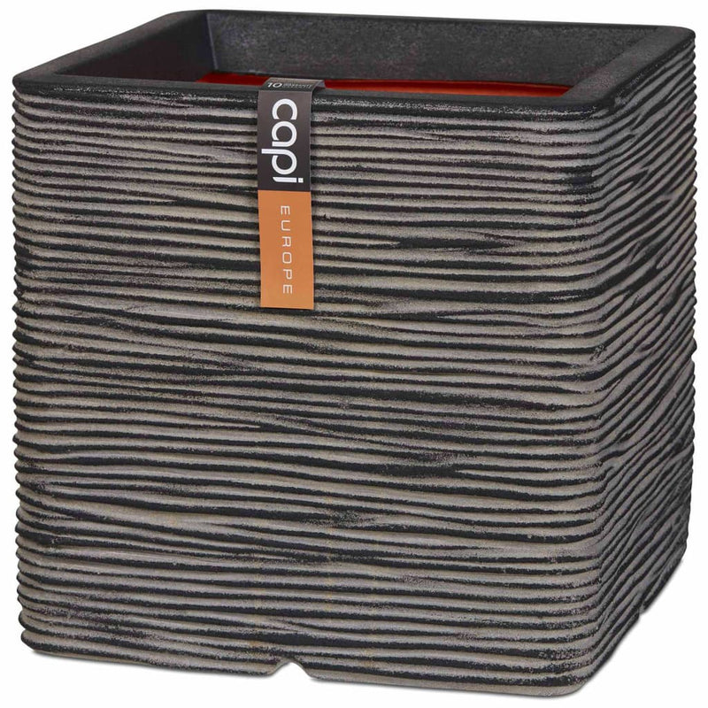 Capi Capi jardinera natural costilla cuadrada 30x30 cm antracita kofz902