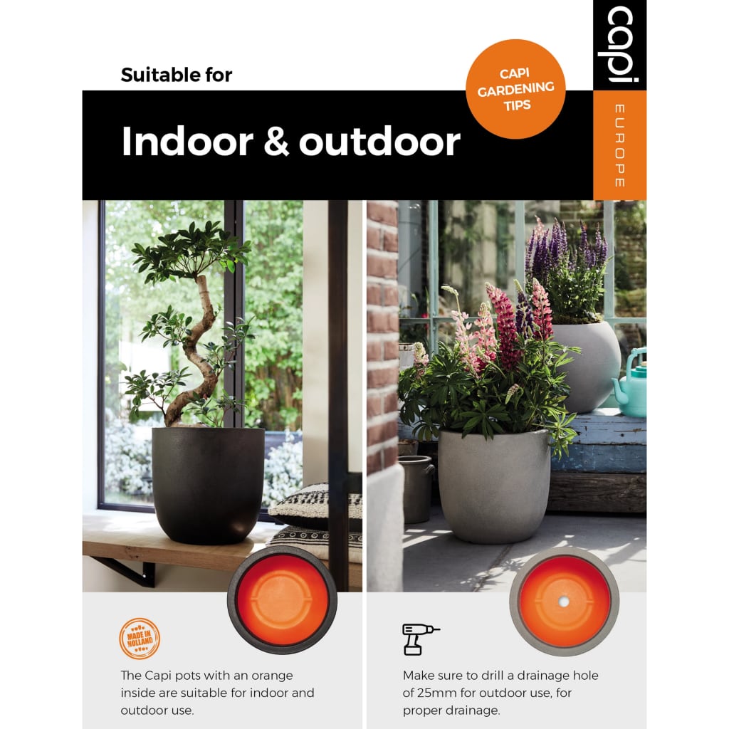 Capi Capi Flowerpot Tubo Urban Tube Taps 55x52 cm de gris oscuro