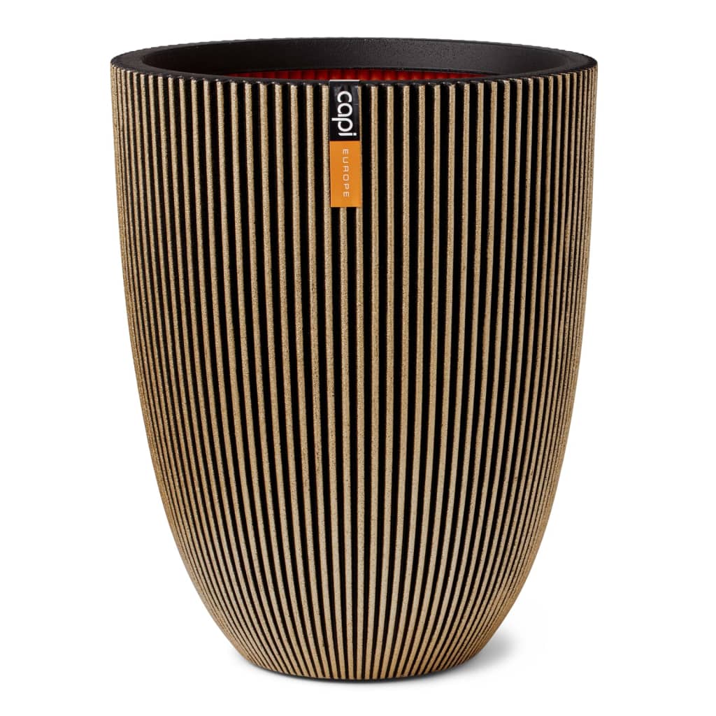 Capi Capi Flowerpot Groove Elegante 46x58 cm de color negro y dorado