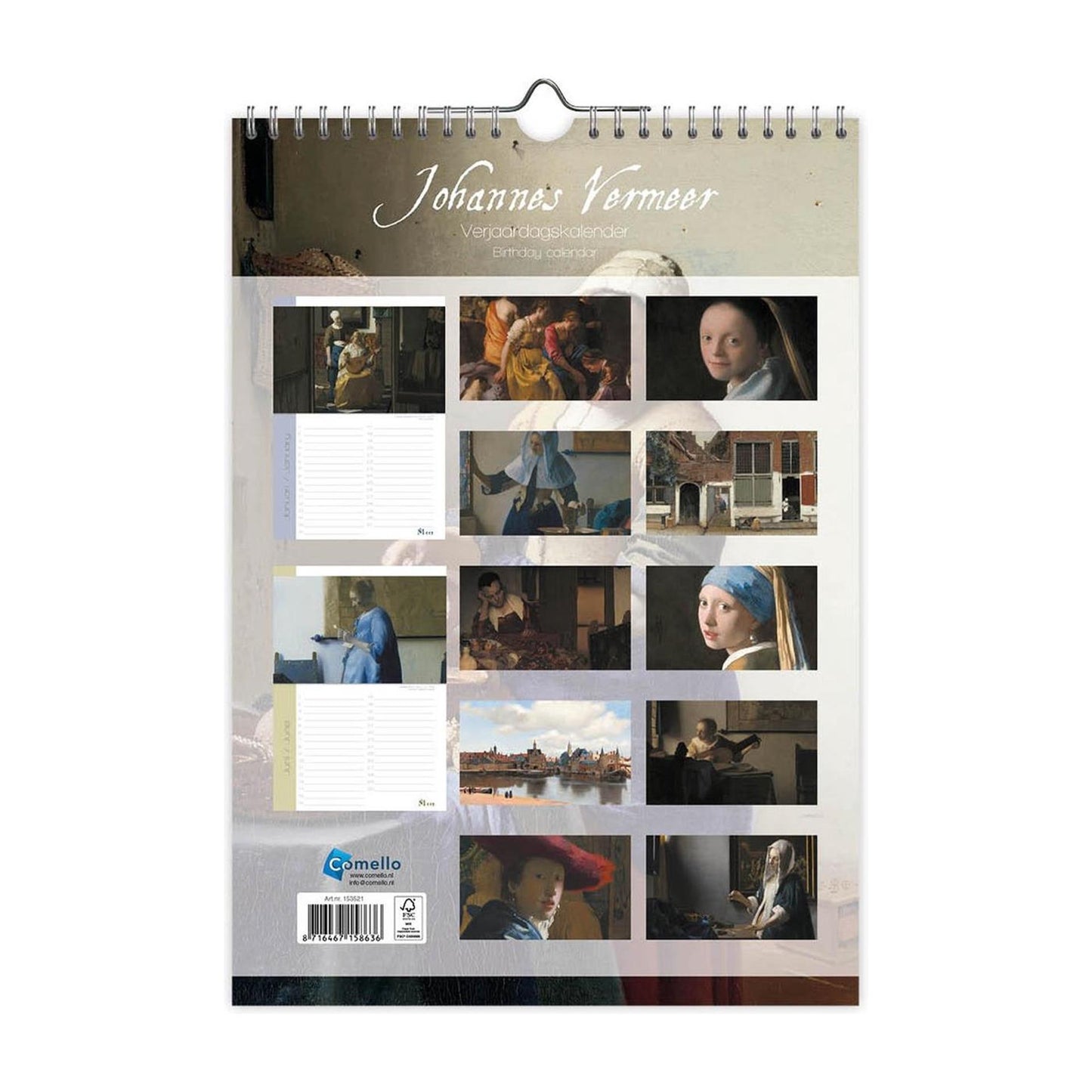 Calendario de cumpleaños de Comello johannes vermeer a4
