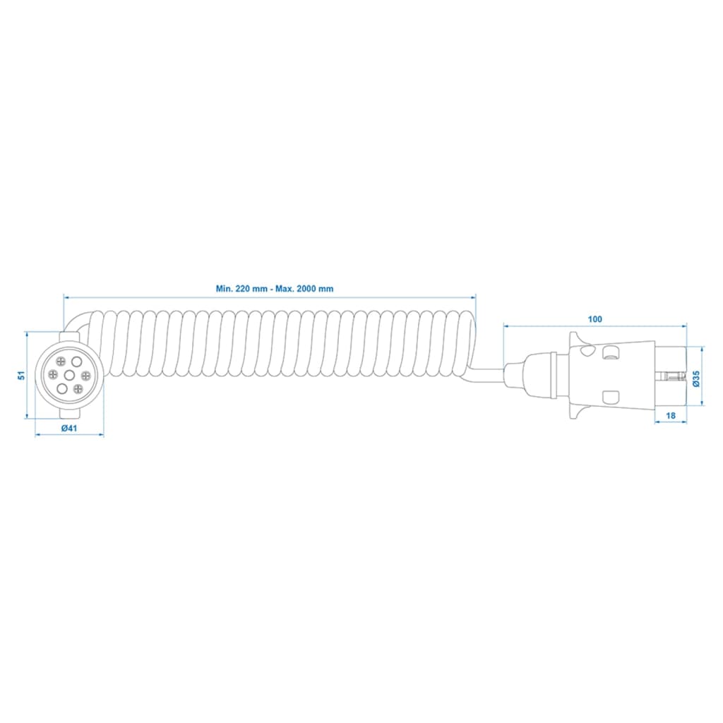 Proplus Cable espiral con enchufe de 2x7 pines 3 m