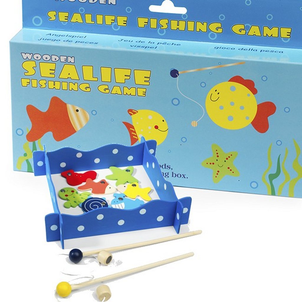 Simplemente para niños, simplemente para la caña de madera, juega con pescado