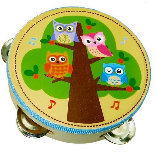 Semplicemente per i bambini semplicemente per i gufi di tambourine in legno