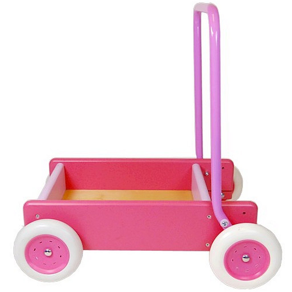 Van Bueren Van Bueren Wooden Push Way con el aprendizaje de estar de pie rosa