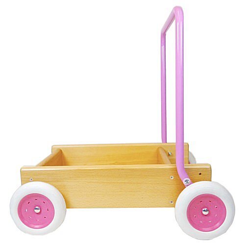 Van Bueren Van Bueren Wooden Push Wagon con el aprendizaje a caminar Stand Naturel