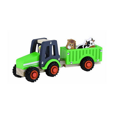 Simplemente para niños simplemente para tractor de madera + remolque y animales