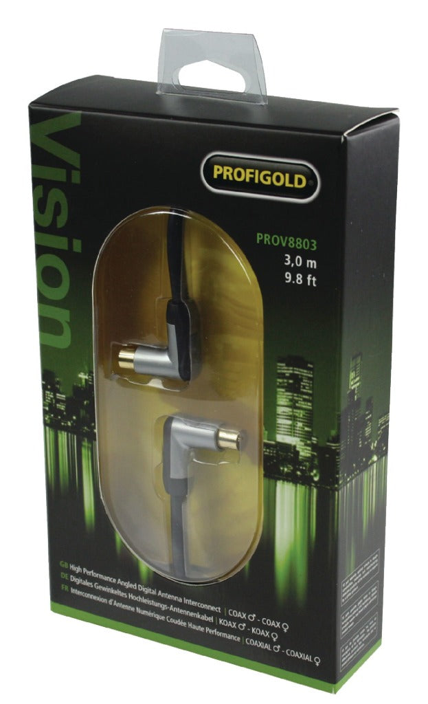 Profigold Profigold Prov8803 Coaxkabel Male Gehoekt Female Gehoekt 3,00 M Zwart