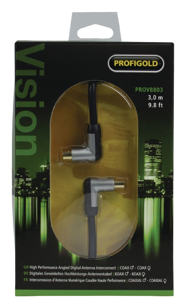 Profigoldo Profigold Prov8803 Cable coaxial masculino en hembra en acciones 3.00 m Negro