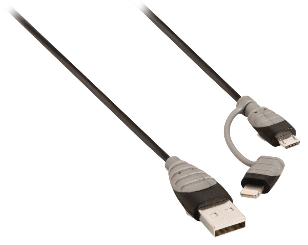 Bandridge Bandridge BBM39400B10 Datos 2-en-1 y cable de carga USB Micro-B Male + LightningAdapter A Male 1.00 m Negro