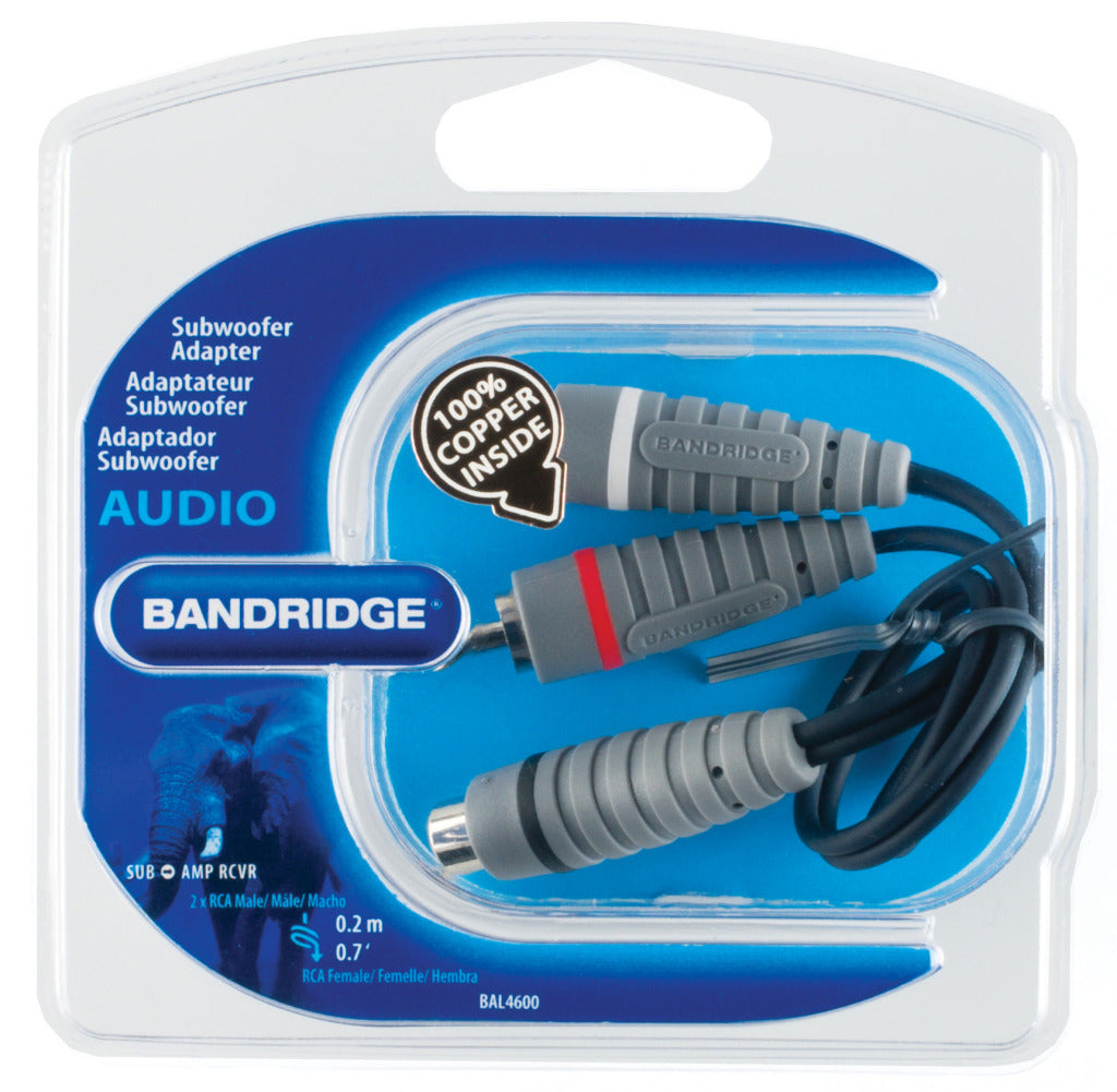 Bandridge Bandridge BAL4600 Subwooferkabel 2x Rca Male Rca Female 0.20 M Blauw