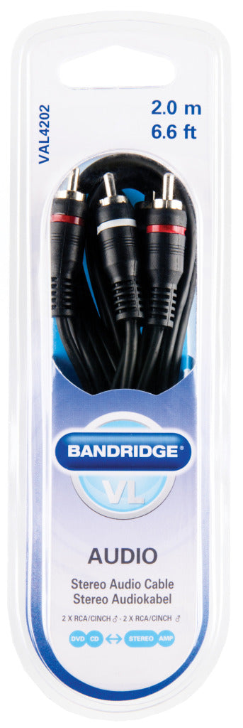 Bandridge Bandridge Val4202 Cable de audio estéreo 2x RCA Male 2x RCA Male 2.00 m Negro