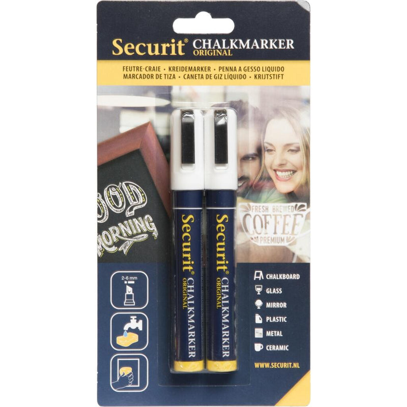 Set di marcatori di gesso 2 2-6 mm Securit bianco