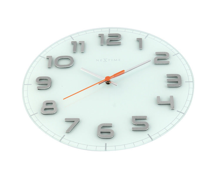 Nextime nextime ne-8817wi wandklok dia. 30 x 3.5 cm, glass, white, 'classy round'