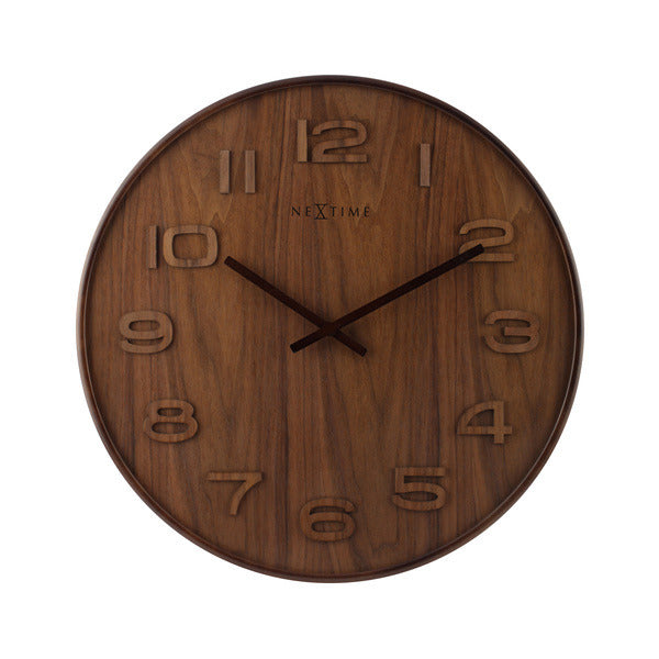 NeXtime NeXtime NE-3096BR Wandklok Dia. 35 Cm, Hout, Bruin, 'Wood Wood Medium'