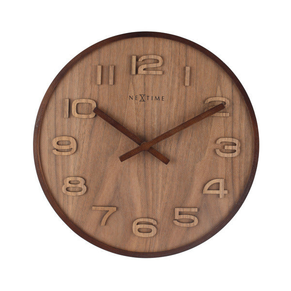 NeXtime NeXtime NE-3096BR Wandklok Dia. 35 Cm, Hout, Bruin, 'Wood Wood Medium'