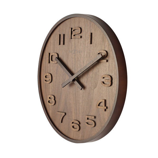 NeXtime NeXtime NE-3096BR Wandklok Dia. 35 Cm, Hout, Bruin, 'Wood Wood Medium'