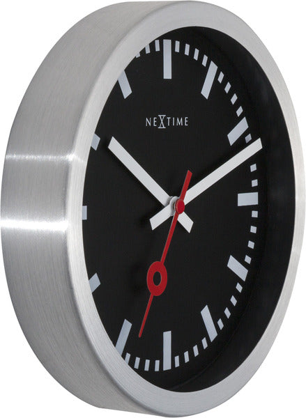 Nextime Nextime NE-3998STWW Reloj de pared 'Estación' Ø19 cm, aluminio cepillado negro