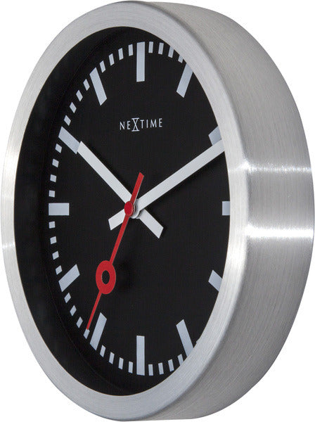 Nextime Nextime NE-3998STWW Reloj de pared 'Estación' Ø19 cm, aluminio cepillado negro