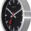 Nextime ne-3998stzw wandklok #039;station #039; oslash;19 cm, geborsteld aluminium zwart