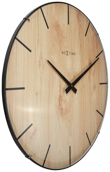 NeXtime NeXtime NE-3249 Wandklok Edge-Wood-Dome Dia 35cm Kunststof Licht Bruin