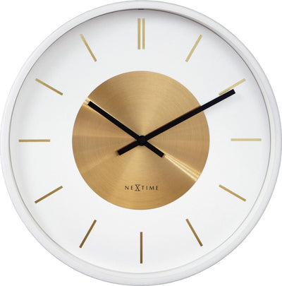 Nextime nextime wandklok retro ii 25cm wit goud