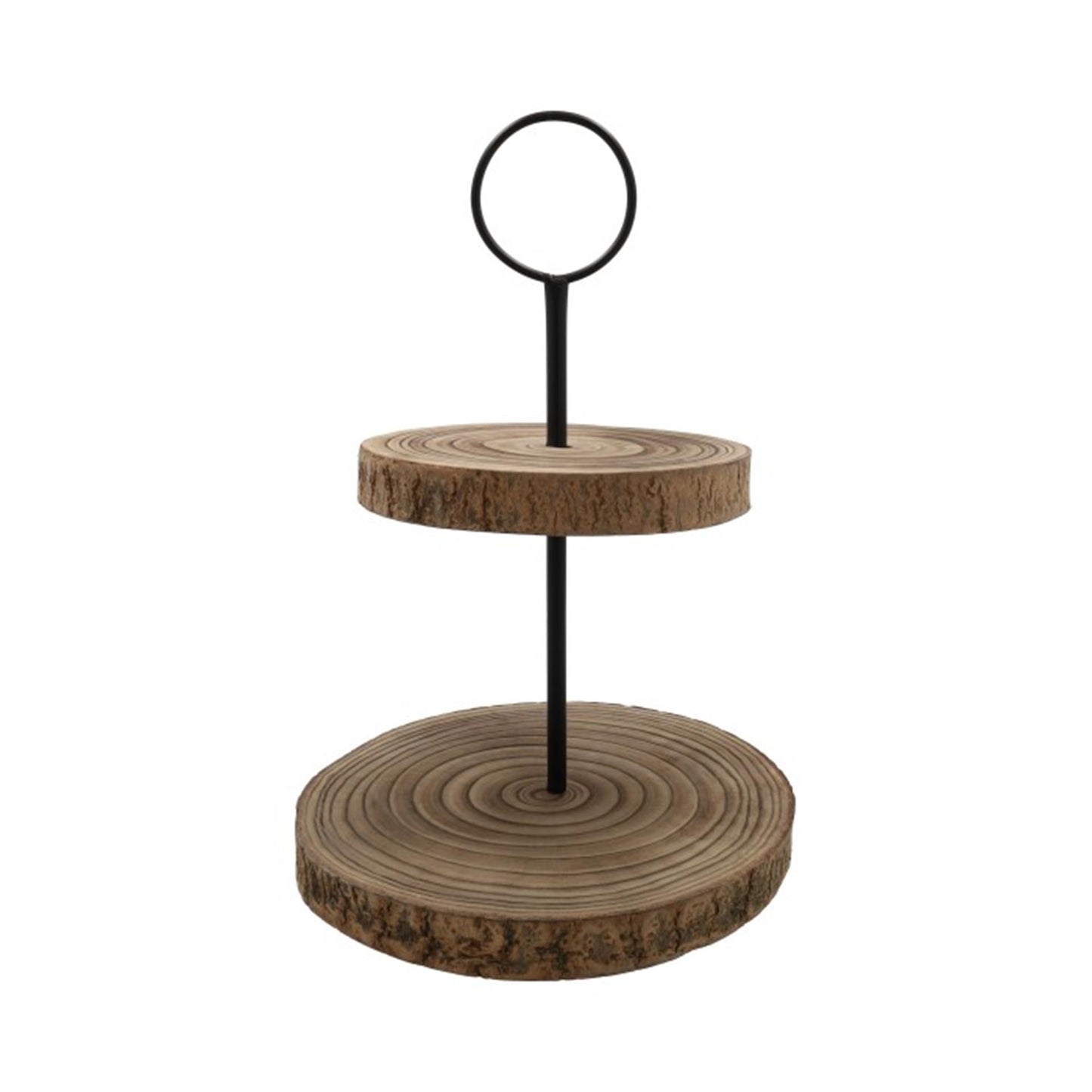 Hbx natural living etagere hout 2-laags h38d33cm