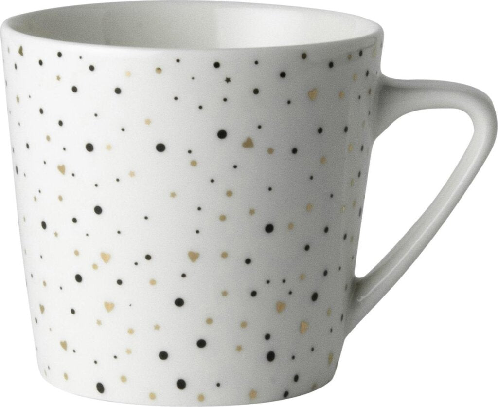 Rosa olandese rosa olandese a soppalco in bianco e nero tazza di caffè bianco con glitter 20cl