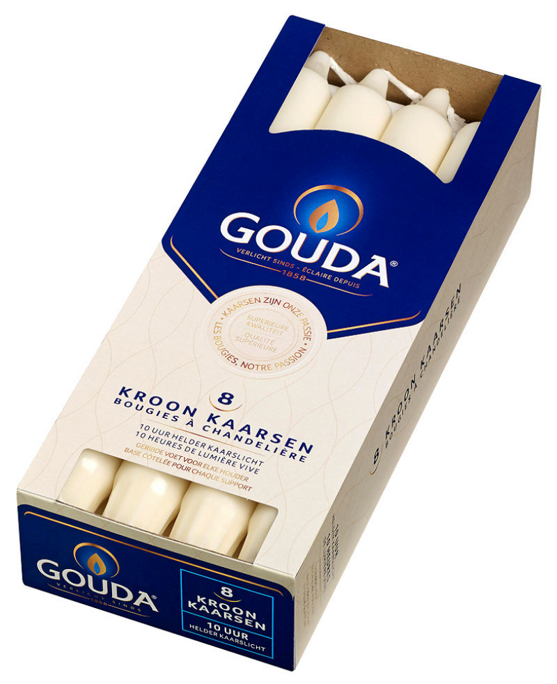 Gouda Crown Candles 8 pezzi avorio