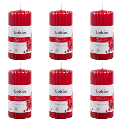 Bolsius Bolsius Geurkaarsen geribbeld 6 st 120x58 mm granaatappel