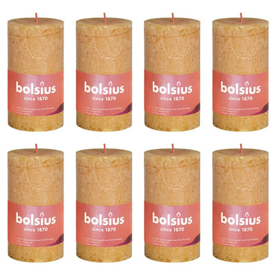 Bolsius Bolsius Stompkaarsen Shine 8 st rustiek 100x50 mm honinggeel