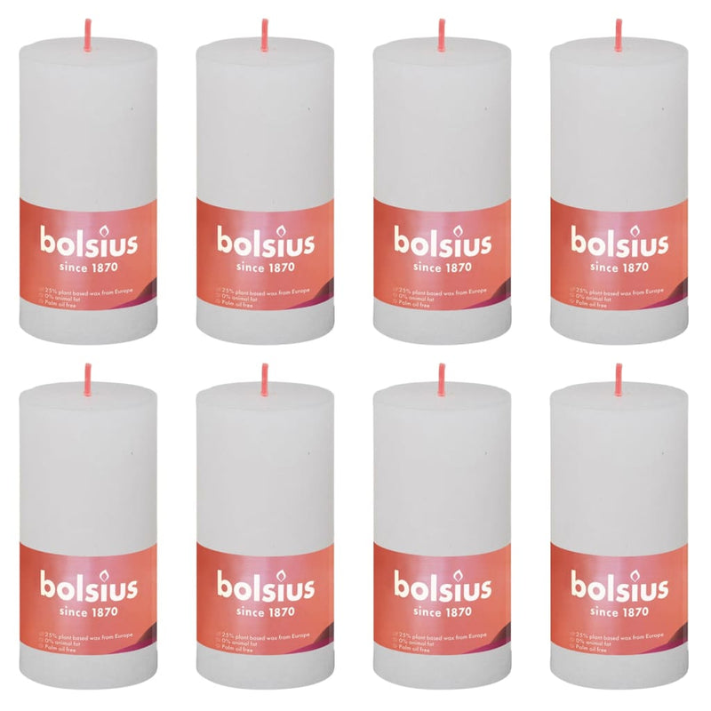 Bolsius Bolsius Stompkaarsen Shine 8 st rustiek 100x50 mm wolkenwit