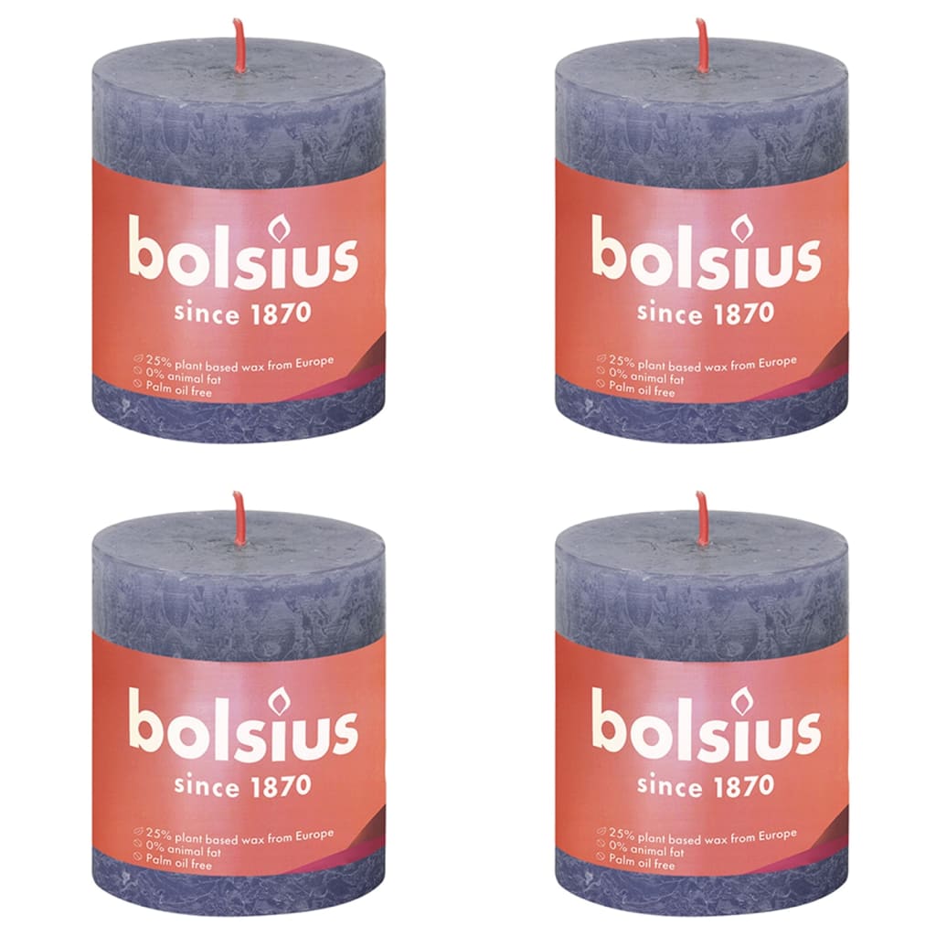 Bolsius Bolsius Stollen Shine 4 ST RUSTIC 80X68 MM TWILIGHT AZUL