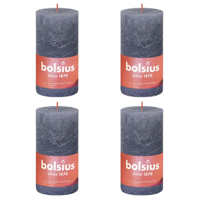 Bolsius Bolsius Stompkaarsen Shine 4 st rustiek 130x68 mm schemerblauw