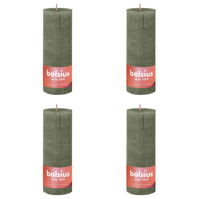 Bolsius Bolsius Stompkaarsen Shine 4 st rustiek 190x68 mm fris olijfkleurig