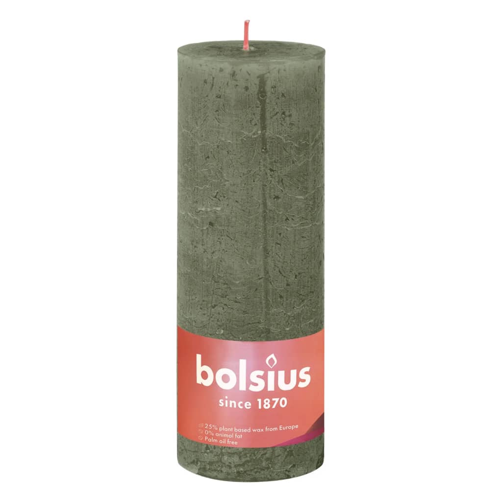 Bolsius Bolsius Stollen Shine 4 St Rustic 190x68 mm de color oliva fresca