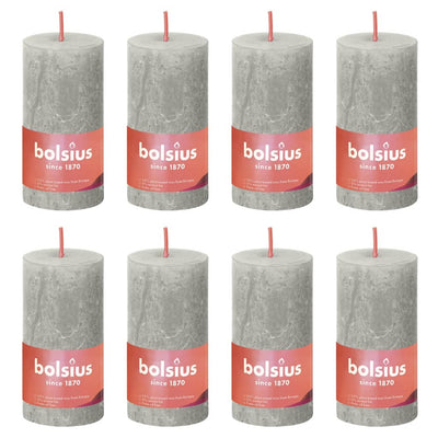 Bolsius bolsius stompkaarsen shine 8 st rustiek 100x50 mm zandgrijs