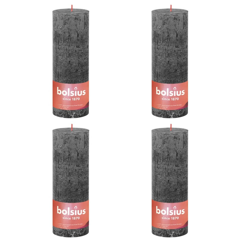 Bolsius Bolsius Stollen Shine 4 St Rustiek 190x68 mm Storm Grey